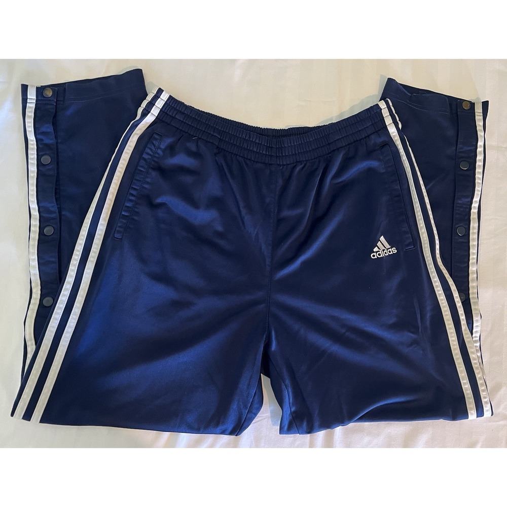 Vintage Y2K Adidas Navy Blue Breakaway Windbreaker Pants Mens Size Medium Sweat